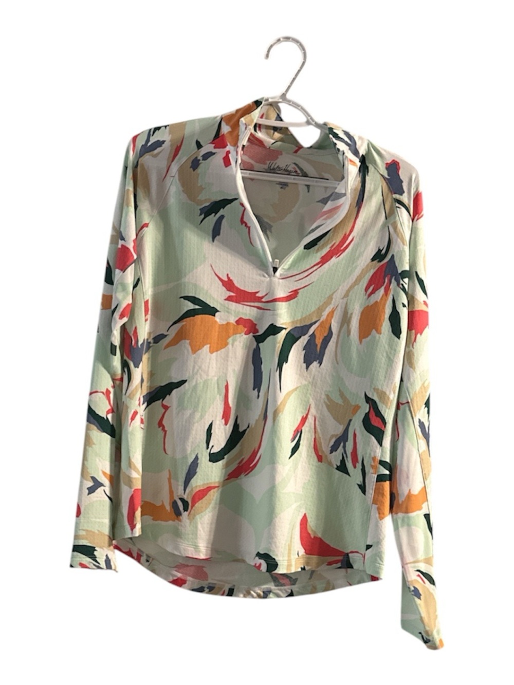 Walter Hagen Mint Multicolor Long-Sleeve V-Neck Top
